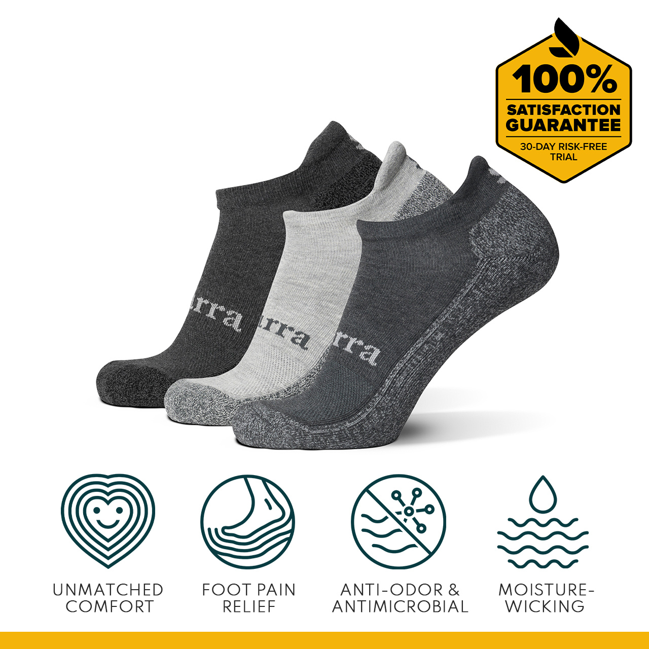 Men's Antimicrobial Comfort No Show Socks Pack Purra Performance